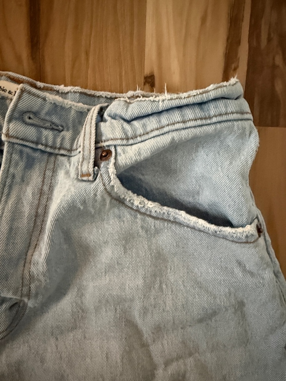 A&F Light Wash High-Rise Denim Cutoff Shorts - Picture 3 of 7